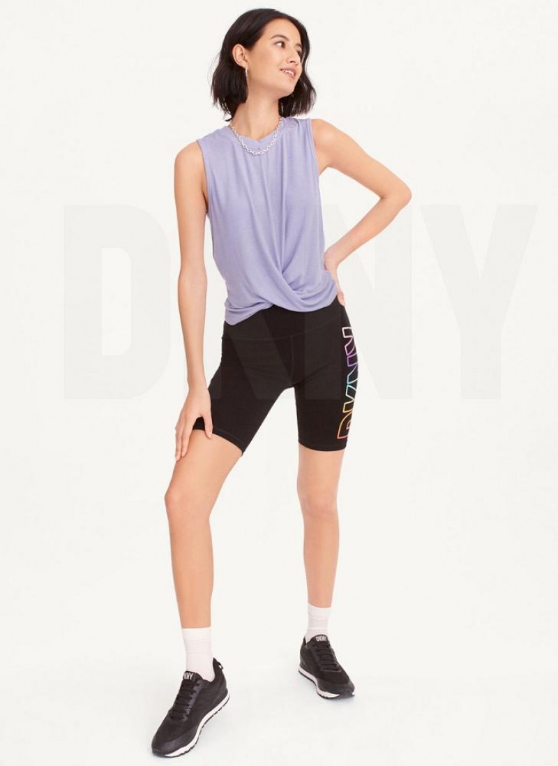 DKNY Rib Twist Front Women's Tank Top Purple | Ireland_D1521