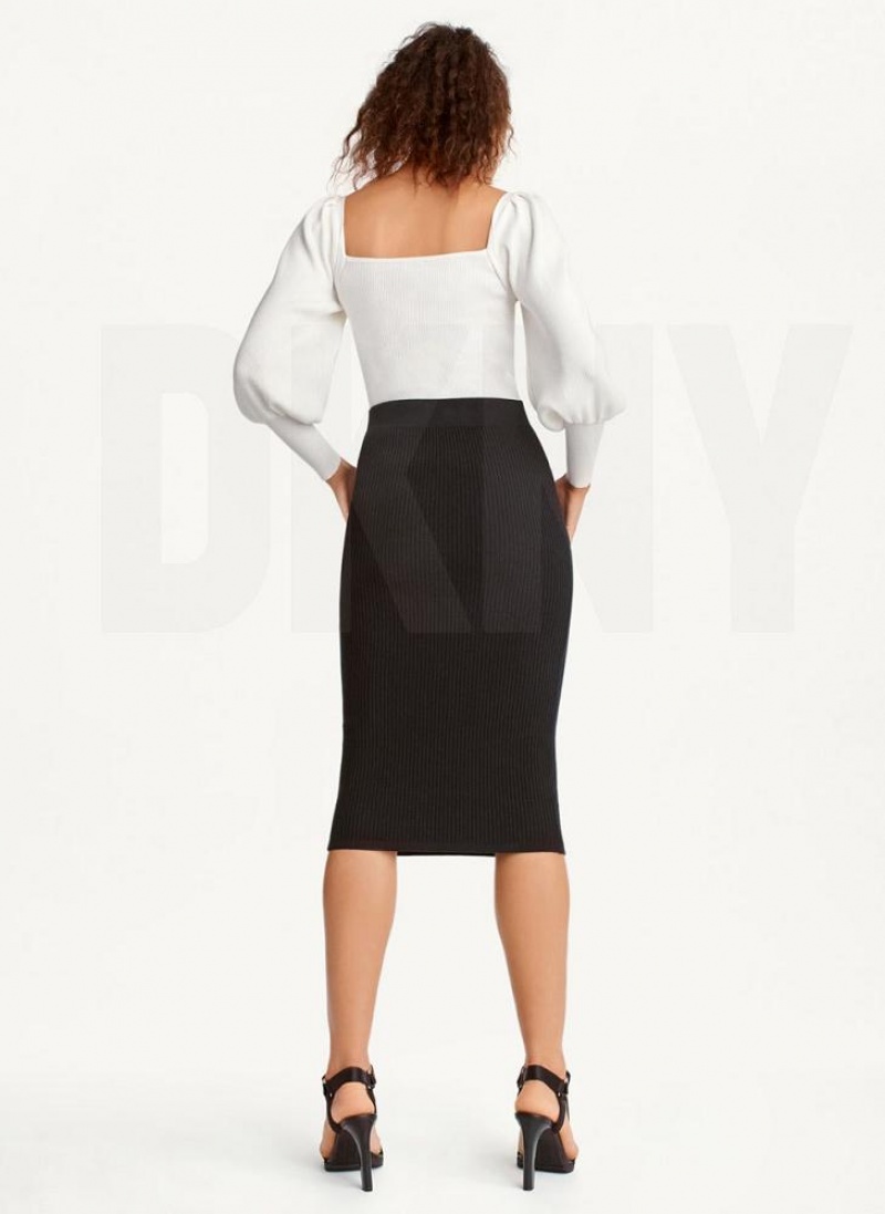 DKNY Ribbed Pencil Women's Skirts Black | Ireland_D0878