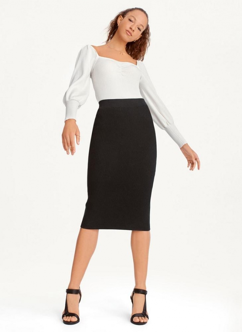 DKNY Ribbed Pencil Women's Skirts Black | Ireland_D0878