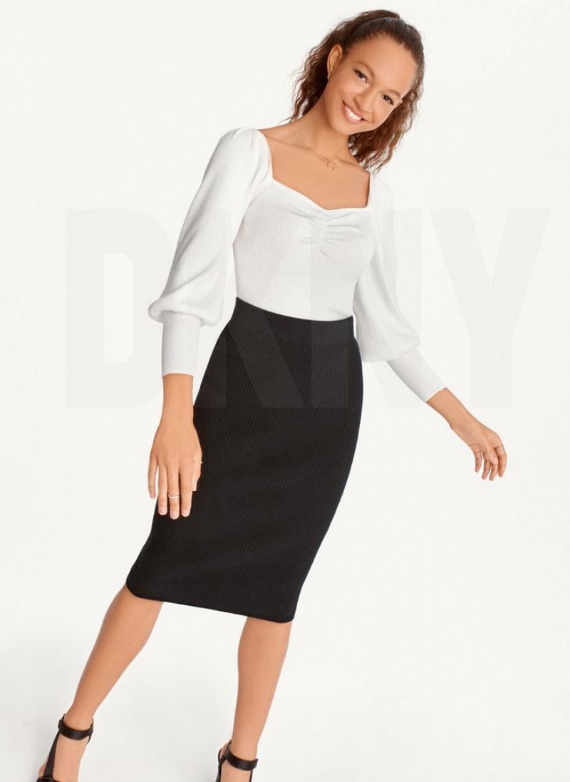 DKNY Ribbed Pencil Women's Skirts Black | Ireland_D0878