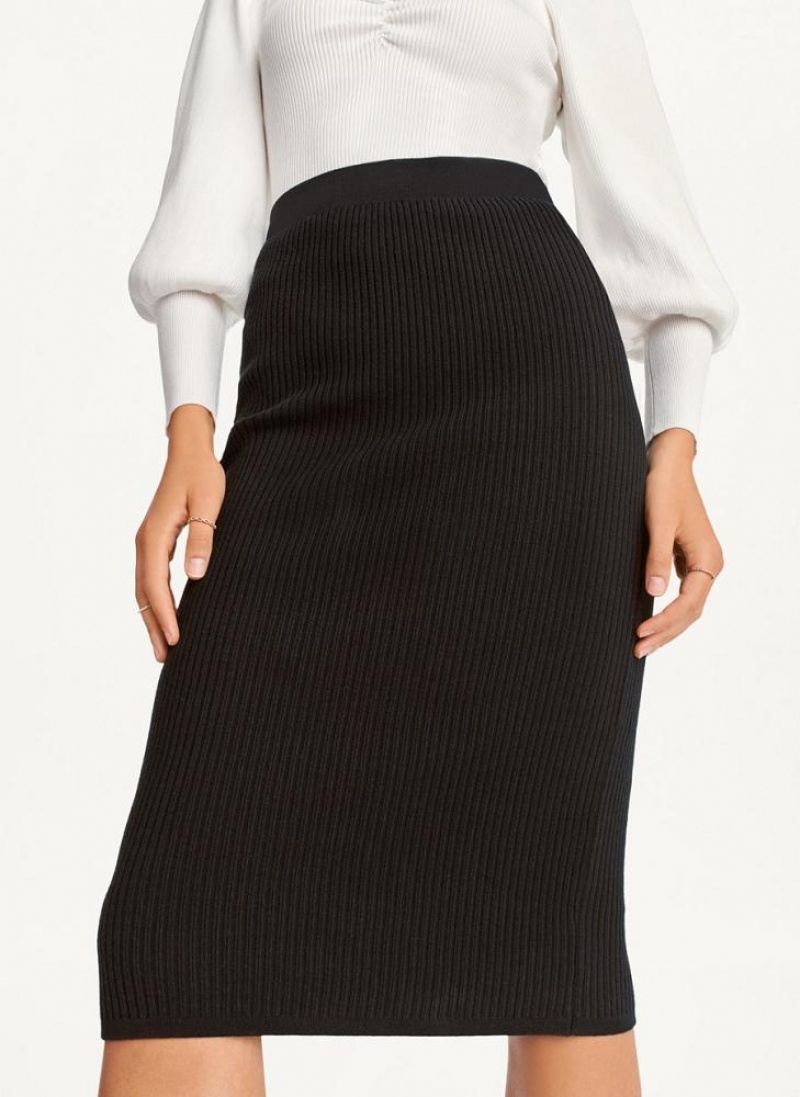 DKNY Ribbed Pencil Women\'s Skirts Black | Ireland_D0878