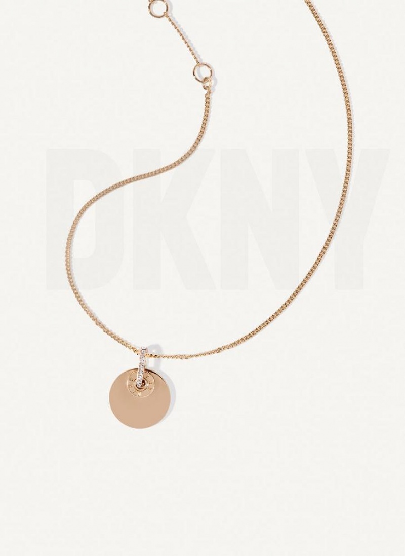 DKNY Rivet Pendant Women's Necklace Gold | Ireland_D1417