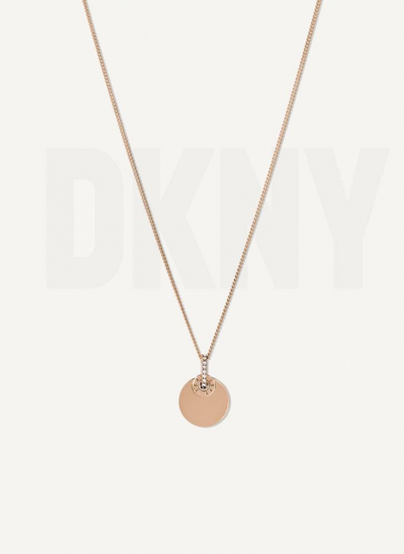 DKNY Rivet Pendant Women\'s Necklace Gold | Ireland_D1417