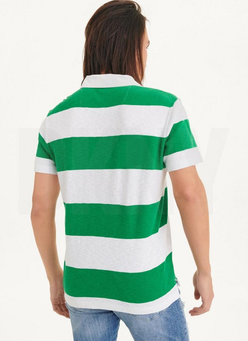 DKNY Rugby Stripe Men's Polo Shirts Green | Ireland_D0534