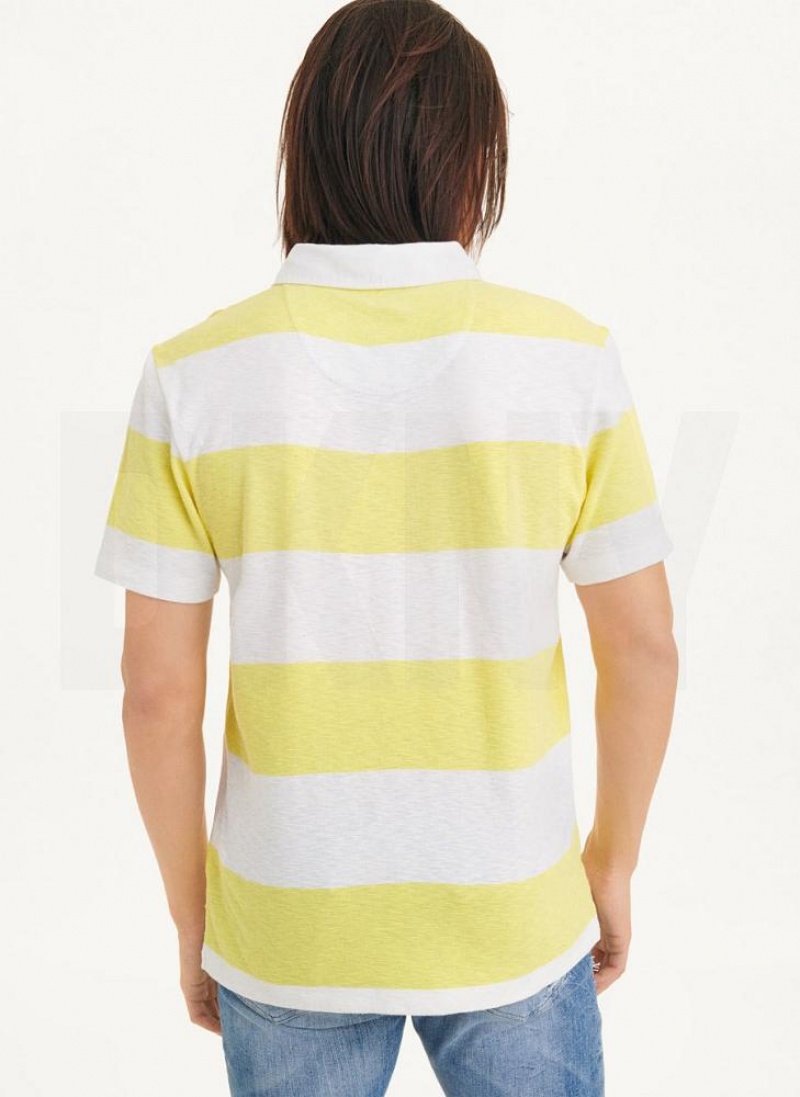 DKNY Rugby Stripe Men's Polo Shirts Yellow | Ireland_D1142