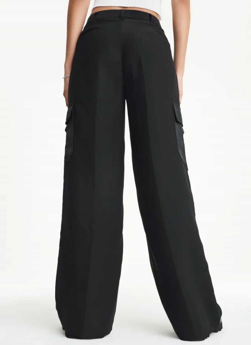 DKNY Satin Cargo Women's Pants Black | Ireland_D1886