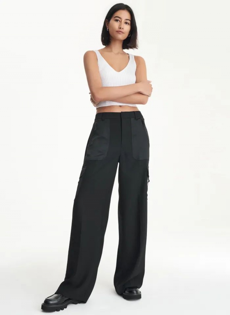 DKNY Satin Cargo Women's Pants Black | Ireland_D1886