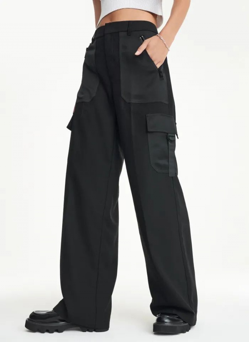 DKNY Satin Cargo Women\'s Pants Black | Ireland_D1886