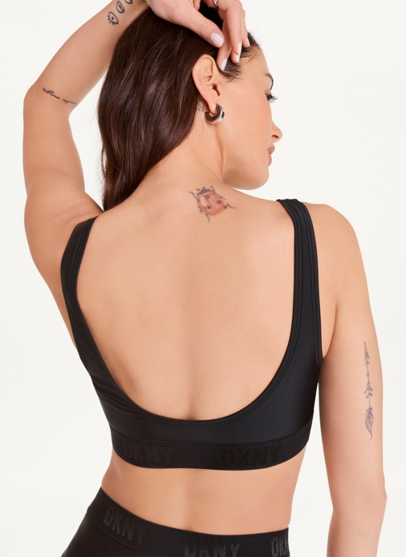 DKNY Scoop Neck Women's Bikini Top Black | Ireland_D0629