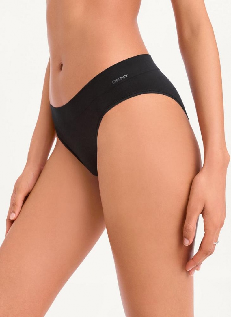 DKNY Seamless Litewear Rib Bikini Women's Panties Black | Ireland_D0329