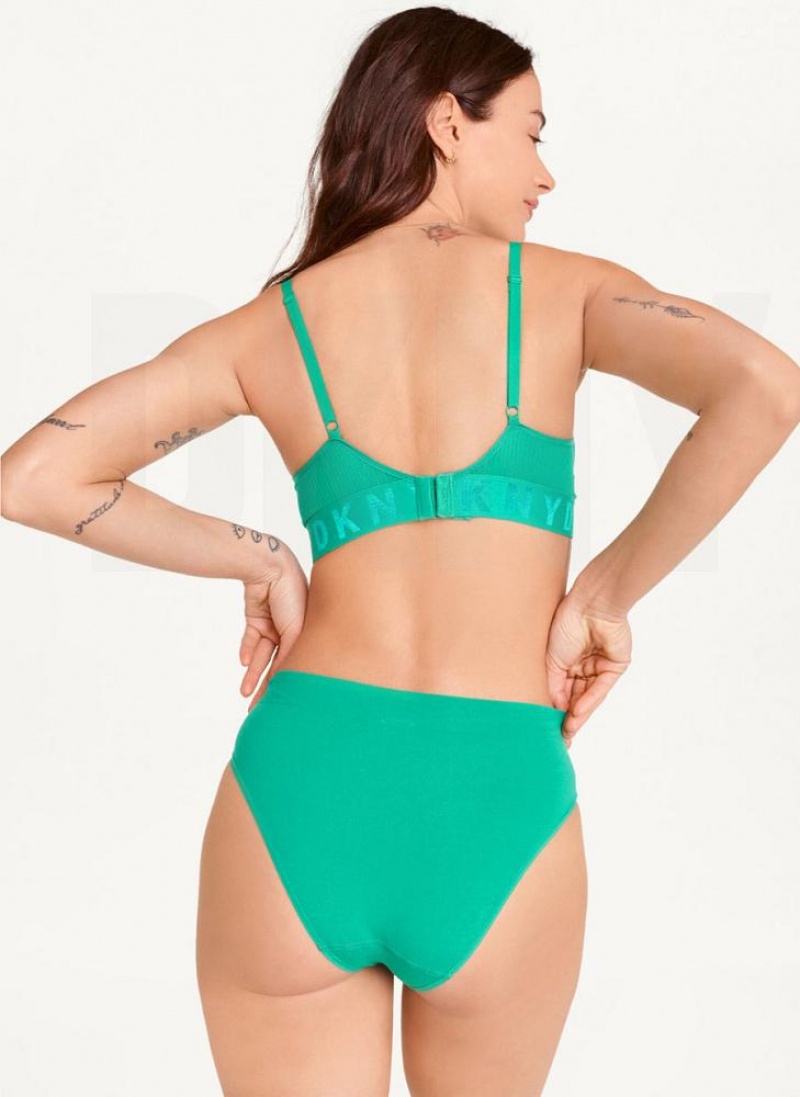 DKNY Seamless Litewear Rib Bikini Women's Panties Green | Ireland_D0737