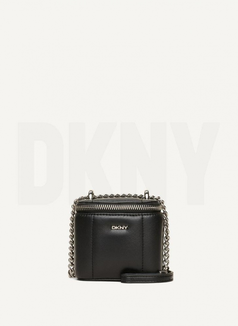 DKNY Seva Mini Box Women\'s Crossbody Bags Black / Silver | Ireland_D0695