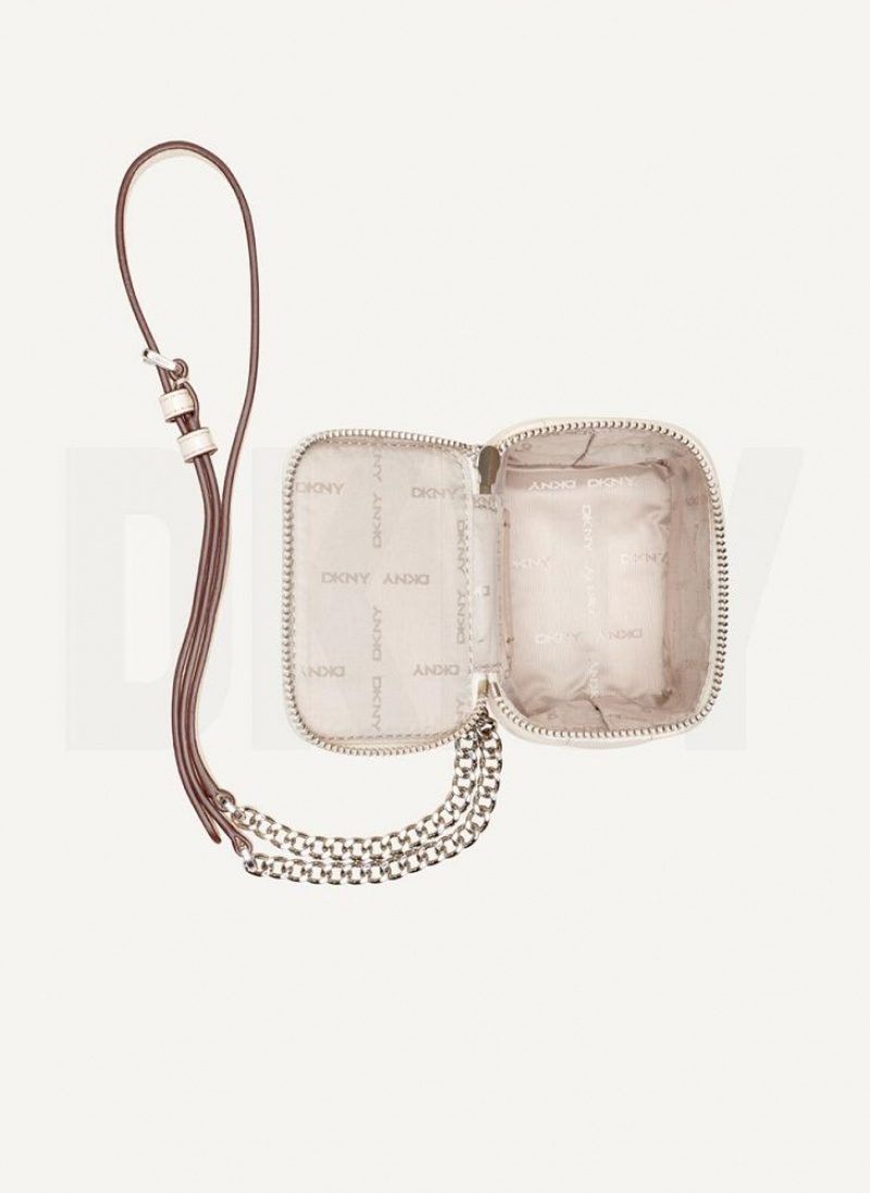 DKNY Seva Mini Box Women's Crossbody Bags White / Silver | Ireland_D1793