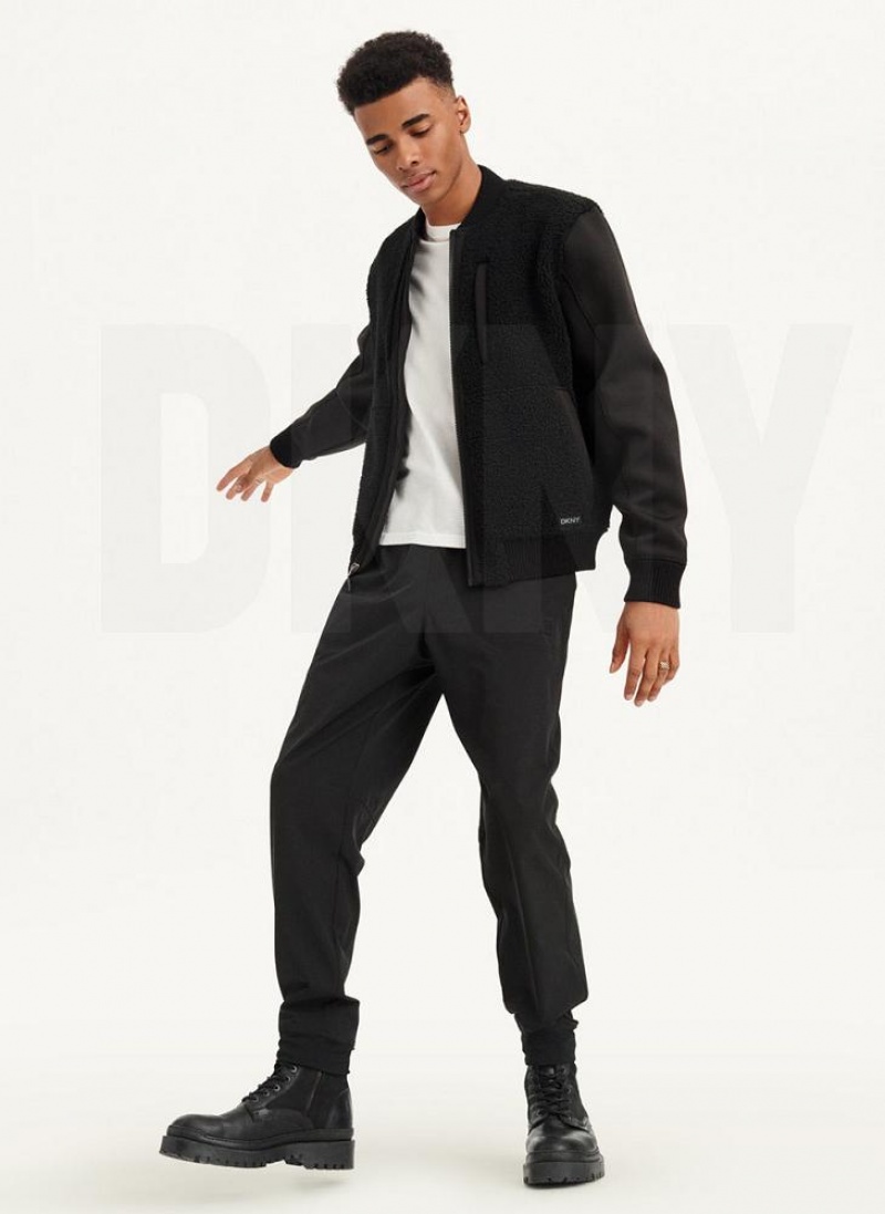 DKNY Sherpa Bomber Men's Jackets Black | Ireland_D0214