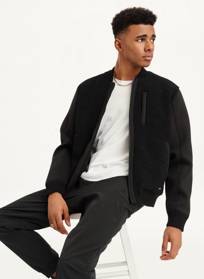 DKNY Sherpa Bomber Men's Jackets Black | Ireland_D0214