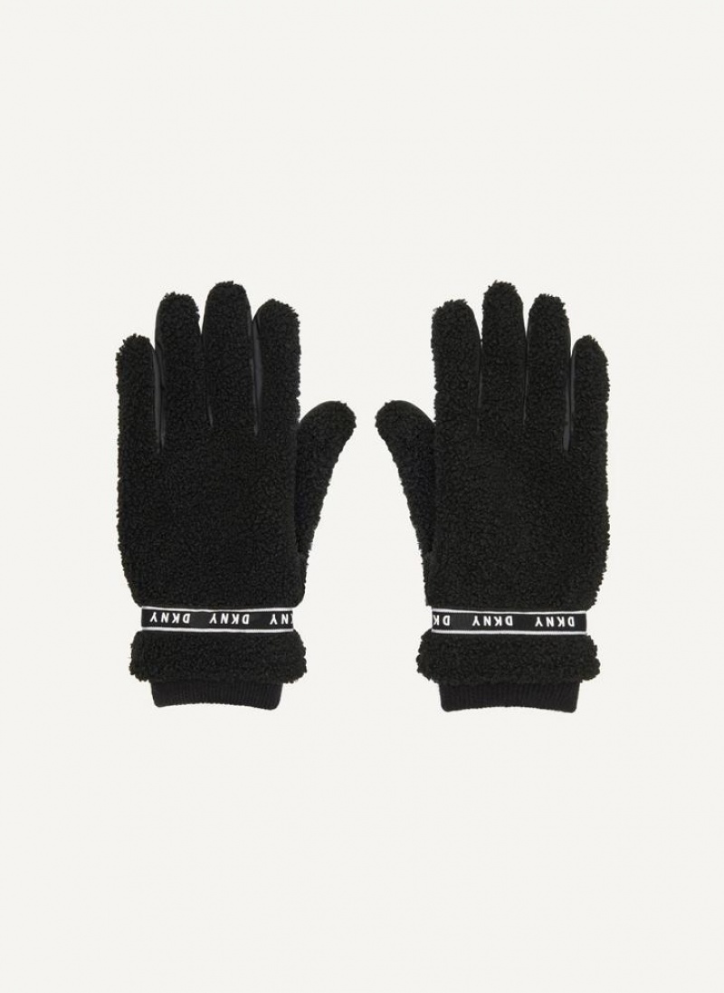 DKNY Sherpa Gloves Men's Gloves Black | Ireland_D1662