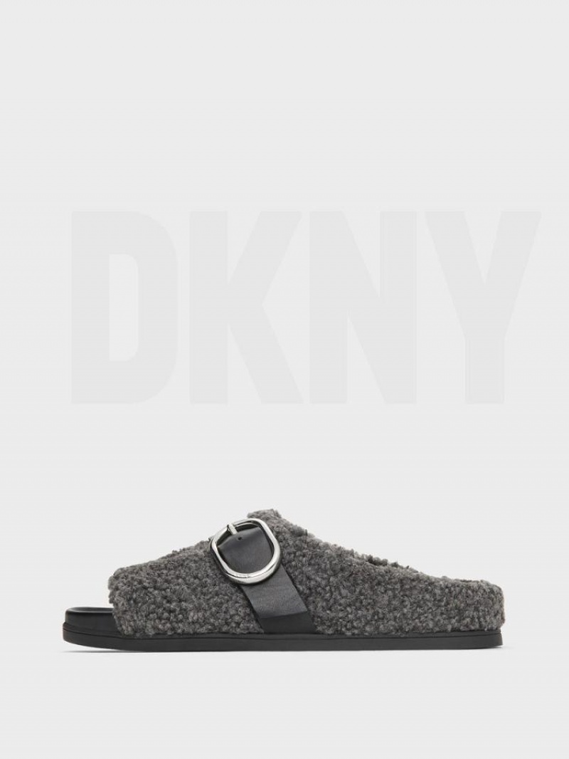 DKNY Sherpa Slipper Women\'s Slides Black | Ireland_D1435