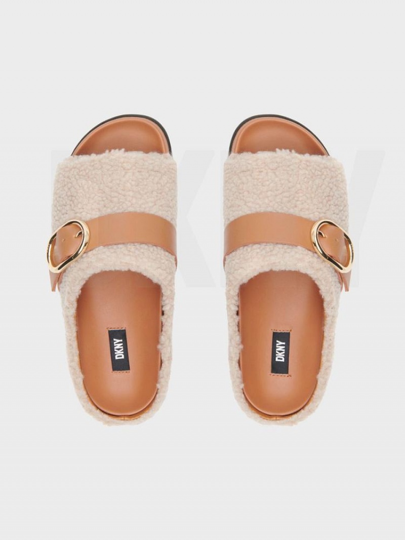 DKNY Sherpa Slipper Women's Slides White | Ireland_D0759