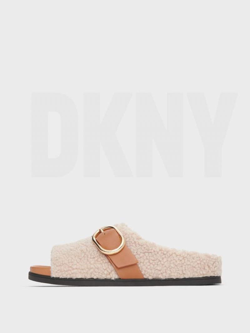 DKNY Sherpa Slipper Women\'s Slides White | Ireland_D0759