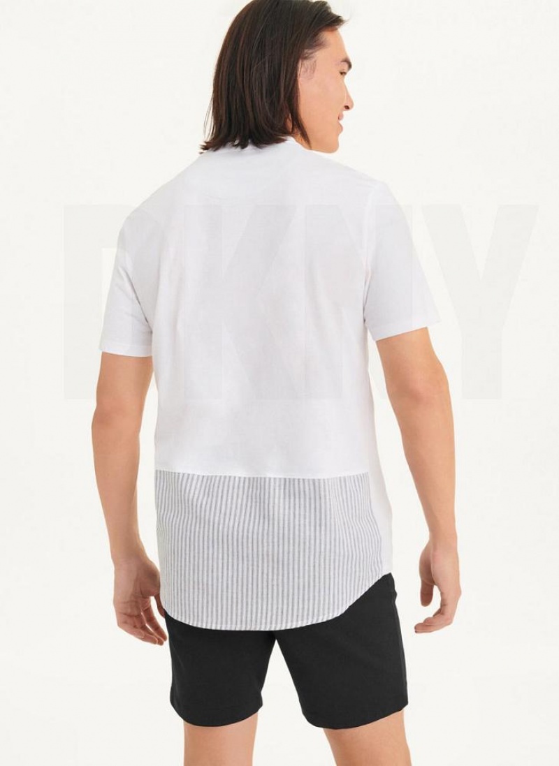 DKNY Short Sleeve Crew Contrast Pocket Men's T Shirts White | Ireland_D0159