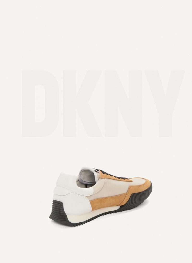 DKNY Side Logo Men's Sneakers Khaki | Ireland_D1592