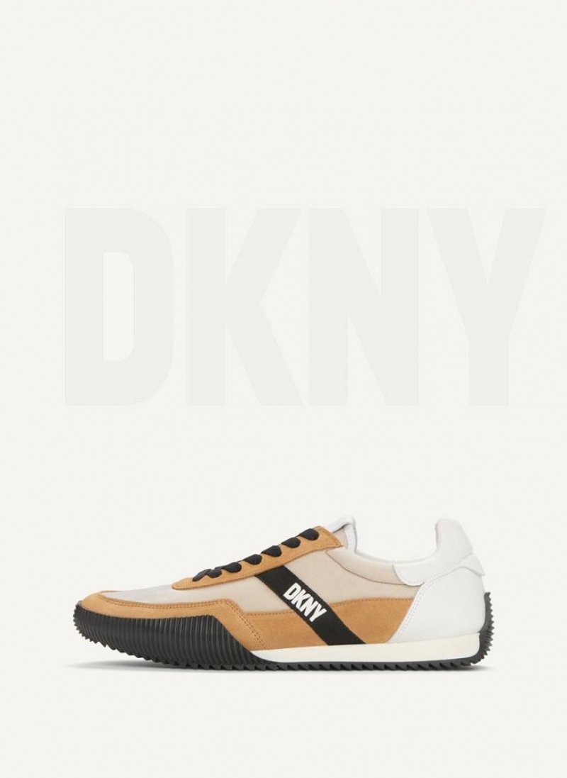 DKNY Side Logo Men\'s Sneakers Khaki | Ireland_D1592