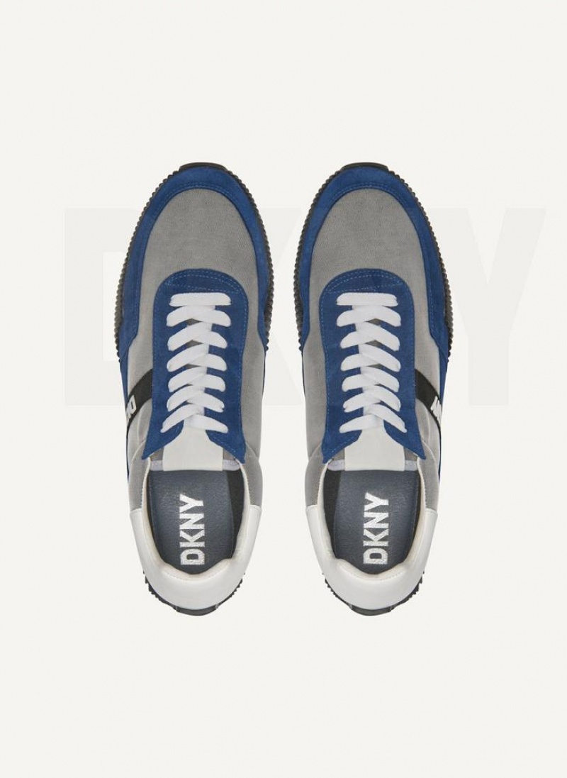 DKNY Side Logo Men's Sneakers Light Blue | Ireland_D0176