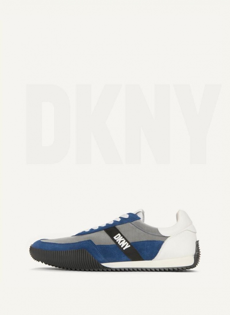 DKNY Side Logo Men\'s Sneakers Light Blue | Ireland_D0176