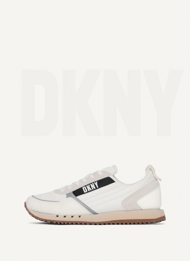 DKNY Side Logo Men\'s Sneakers White | Ireland_D1221