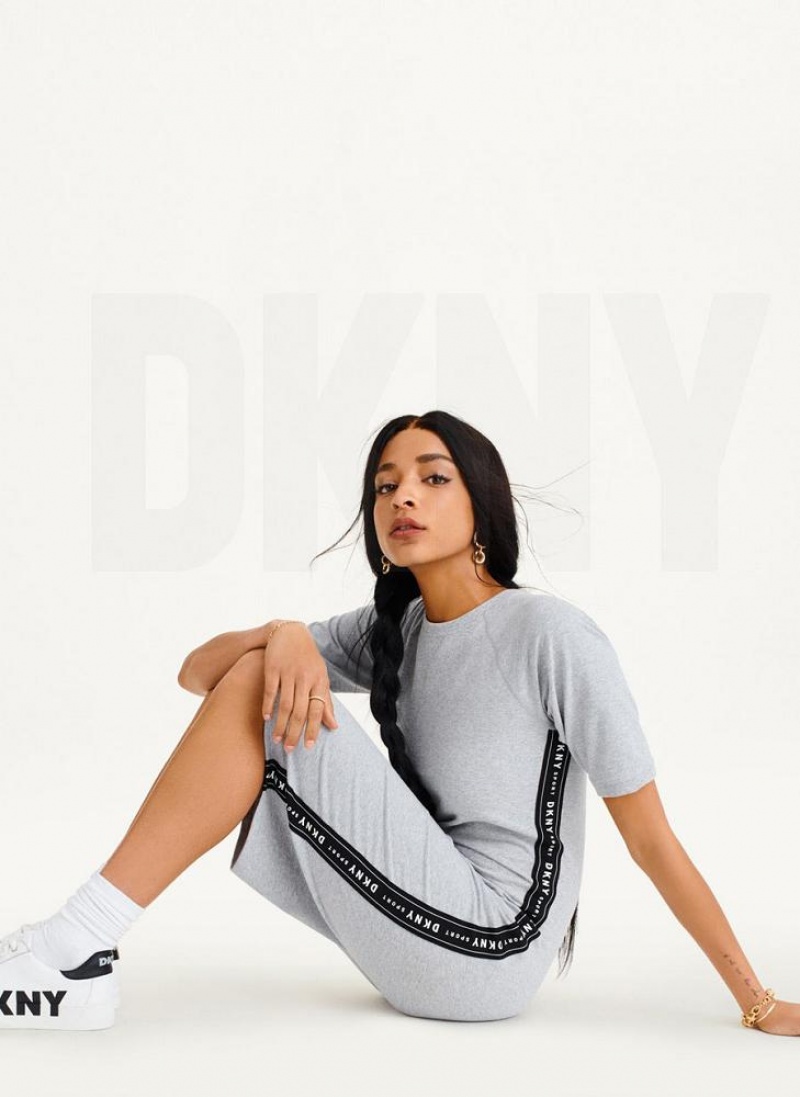 DKNY Side Logo Taping Women's Dress Grey | Ireland_D0924