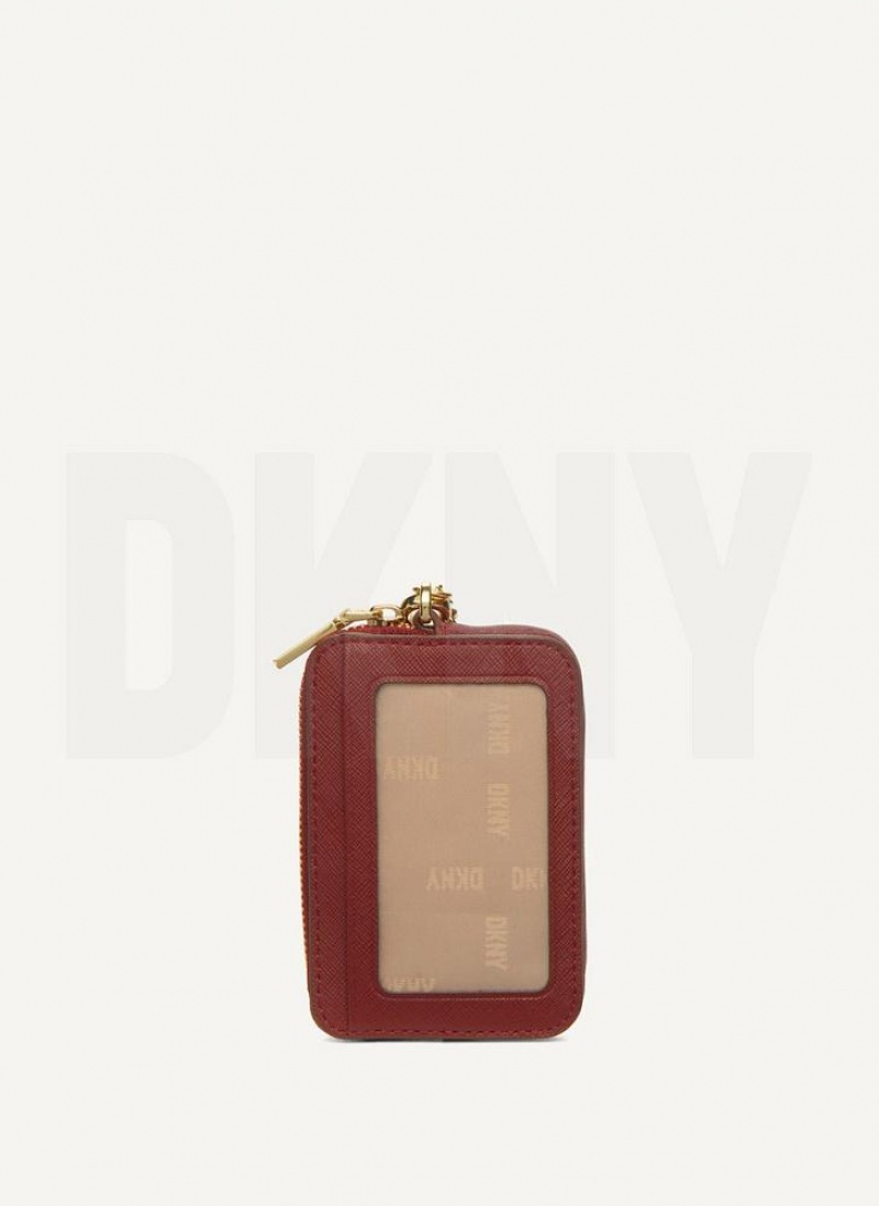 DKNY Sidney Card Pouch Women's Wallets Burgundy | Ireland_D1574