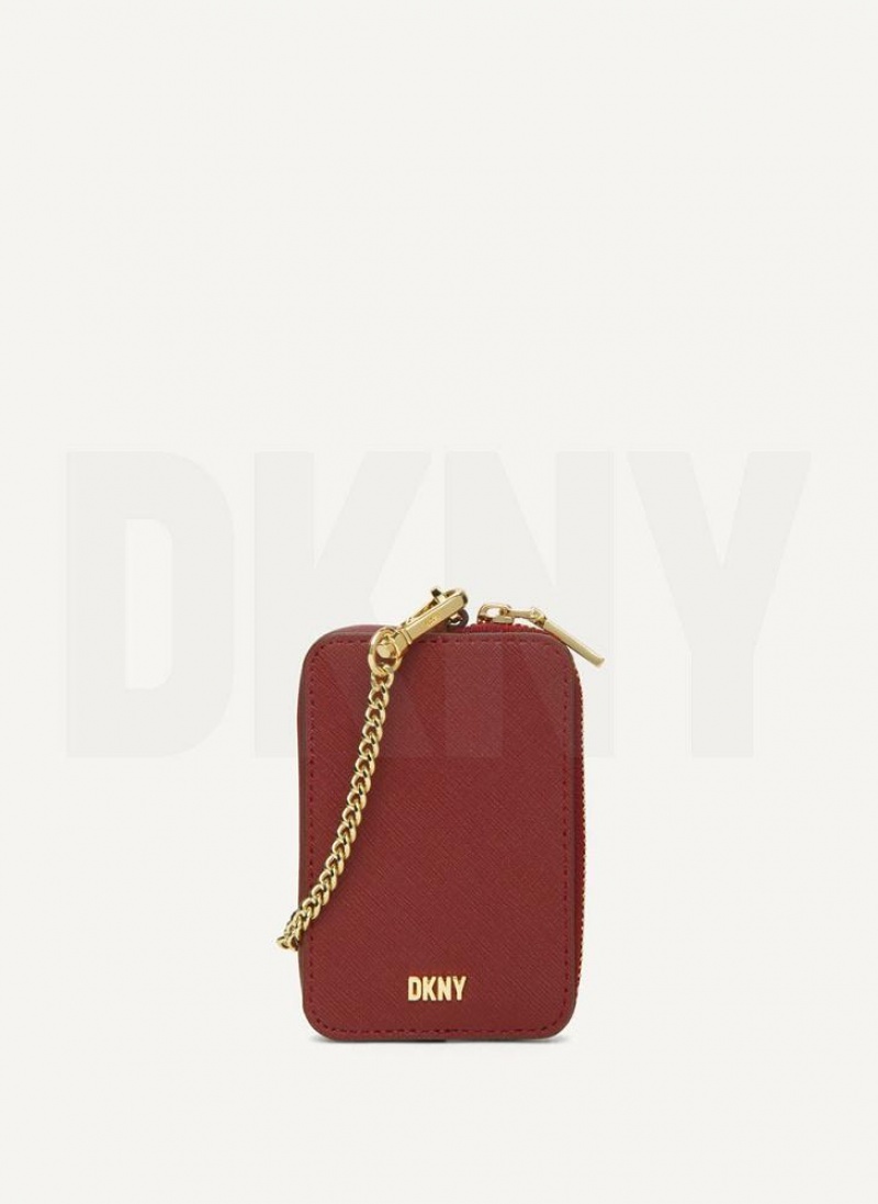 DKNY Sidney Card Pouch Women\'s Wallets Burgundy | Ireland_D1574