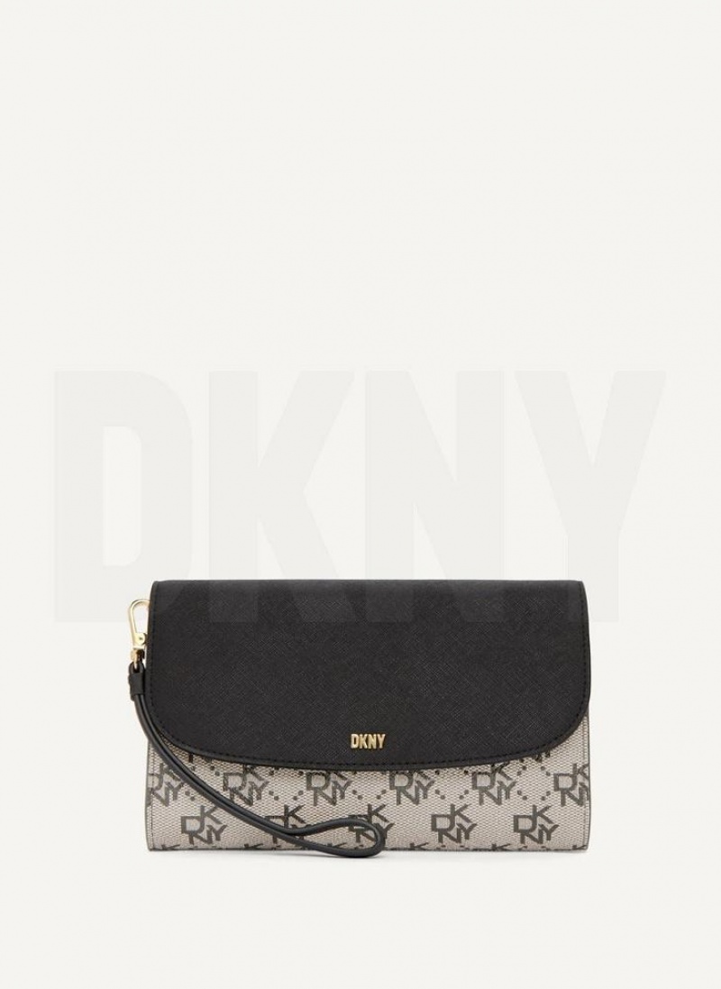 DKNY Sidney Chain Women\'s Wallets Grey / Black | Ireland_D1929