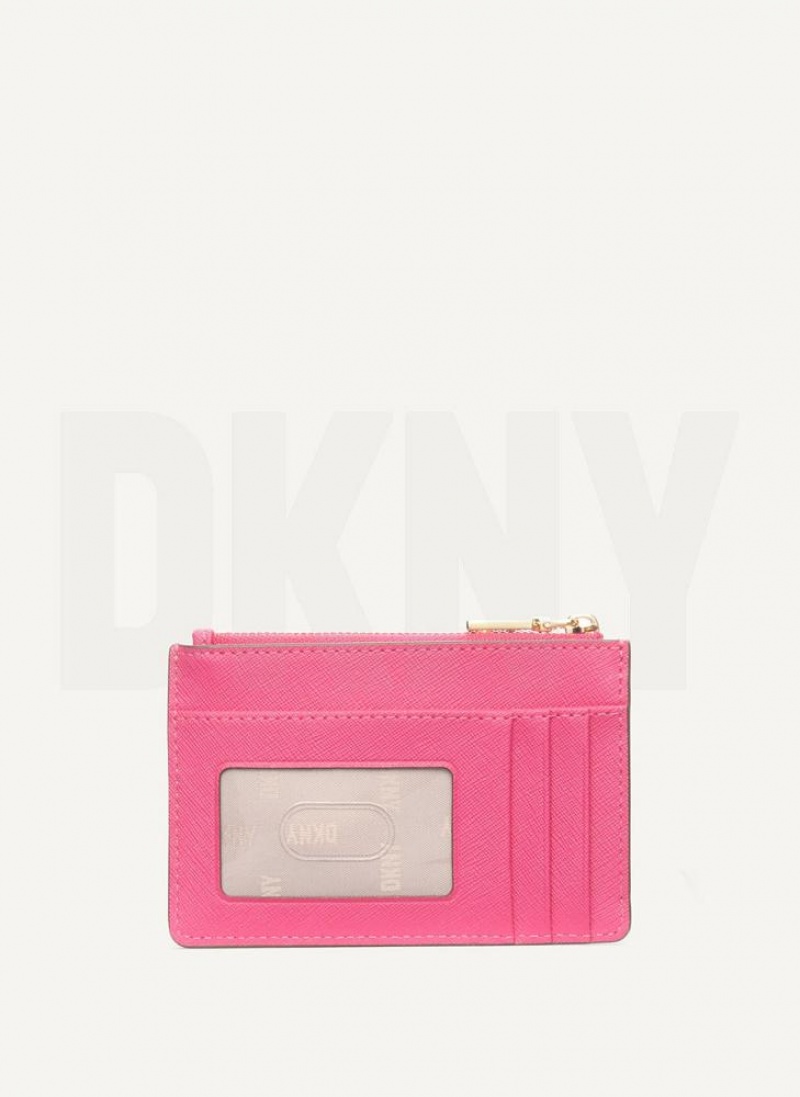 DKNY Sidney Key Card Case Women's Wallets Pink | Ireland_D1782