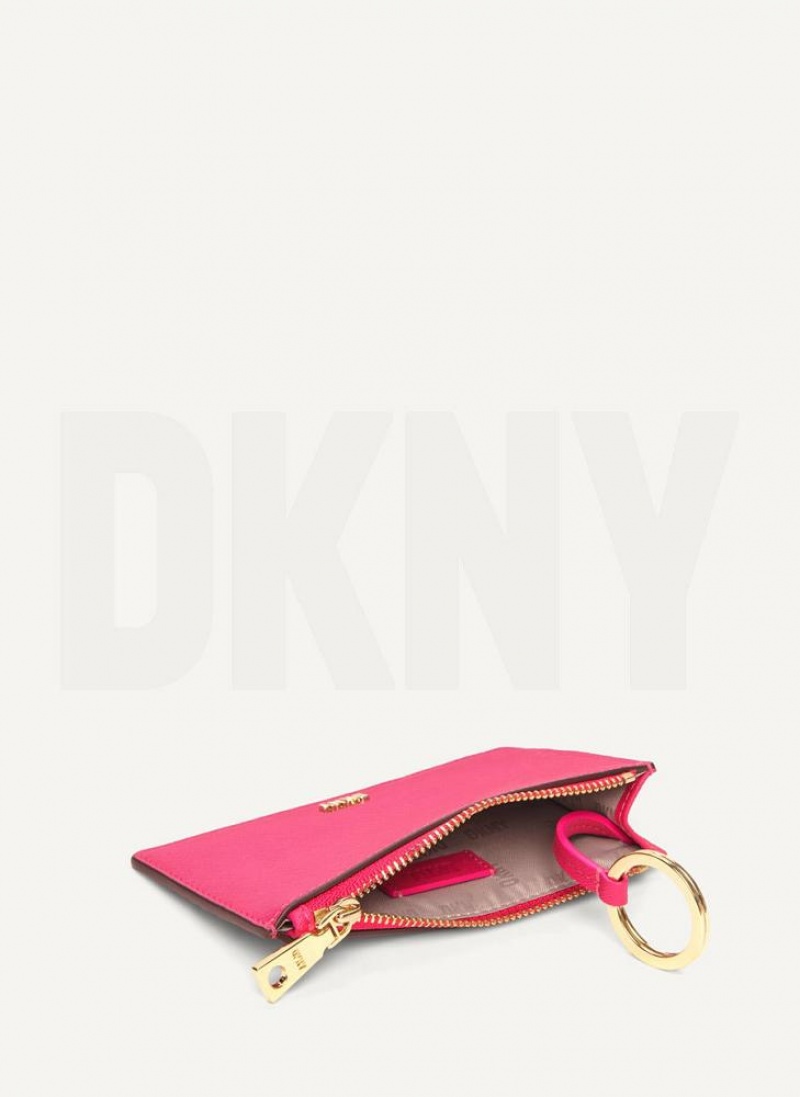 DKNY Sidney Key Card Case Women's Wallets Pink | Ireland_D1782