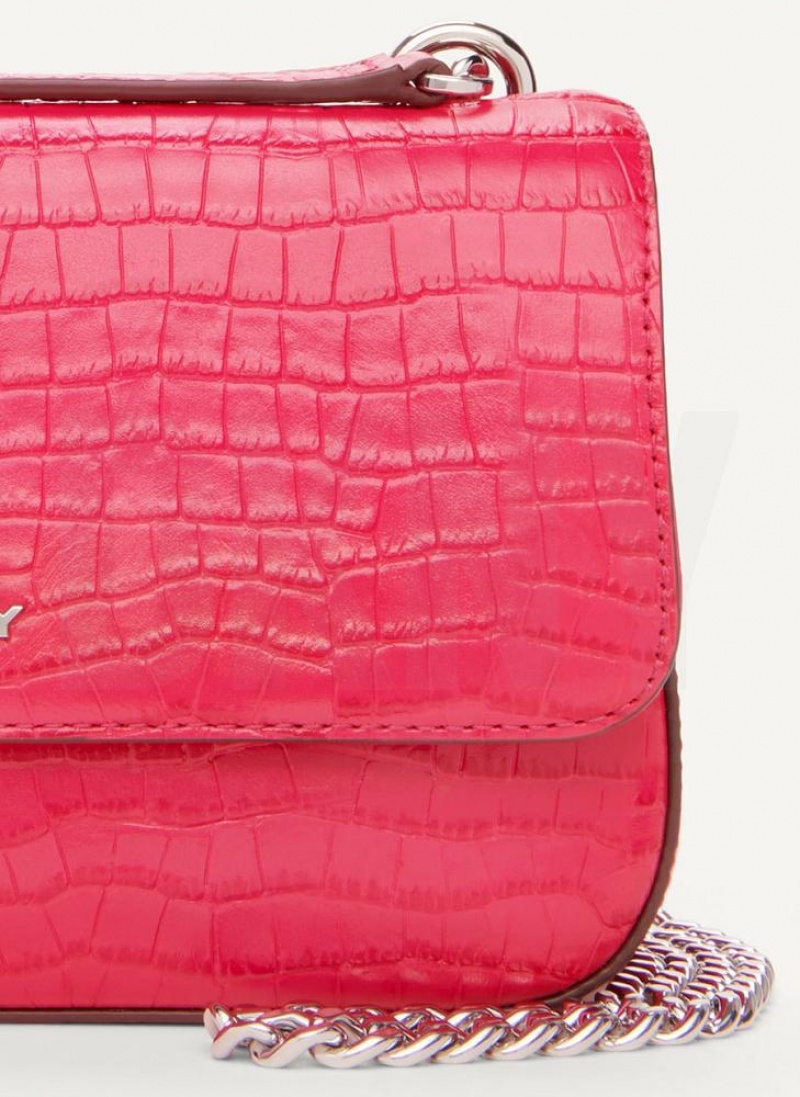 DKNY Sina Croco Flap Women's Shoulder Bags Pink | Ireland_D0498