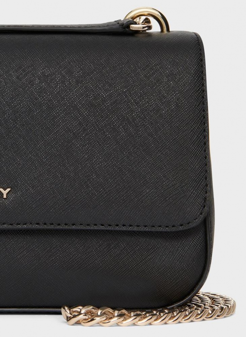 DKNY Sina Flap Women's Shoulder Bags Black / Gold | Ireland_D1623