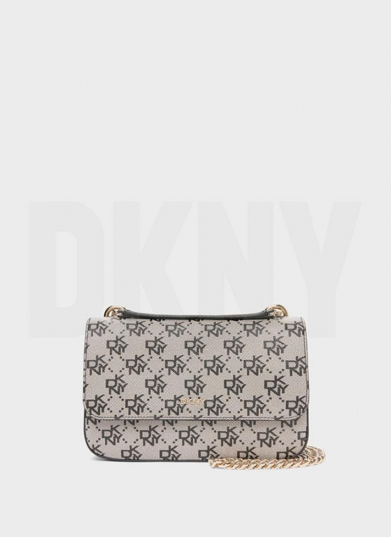 DKNY Sina Flap Women\'s Shoulder Bags Grey / Black | Ireland_D1345