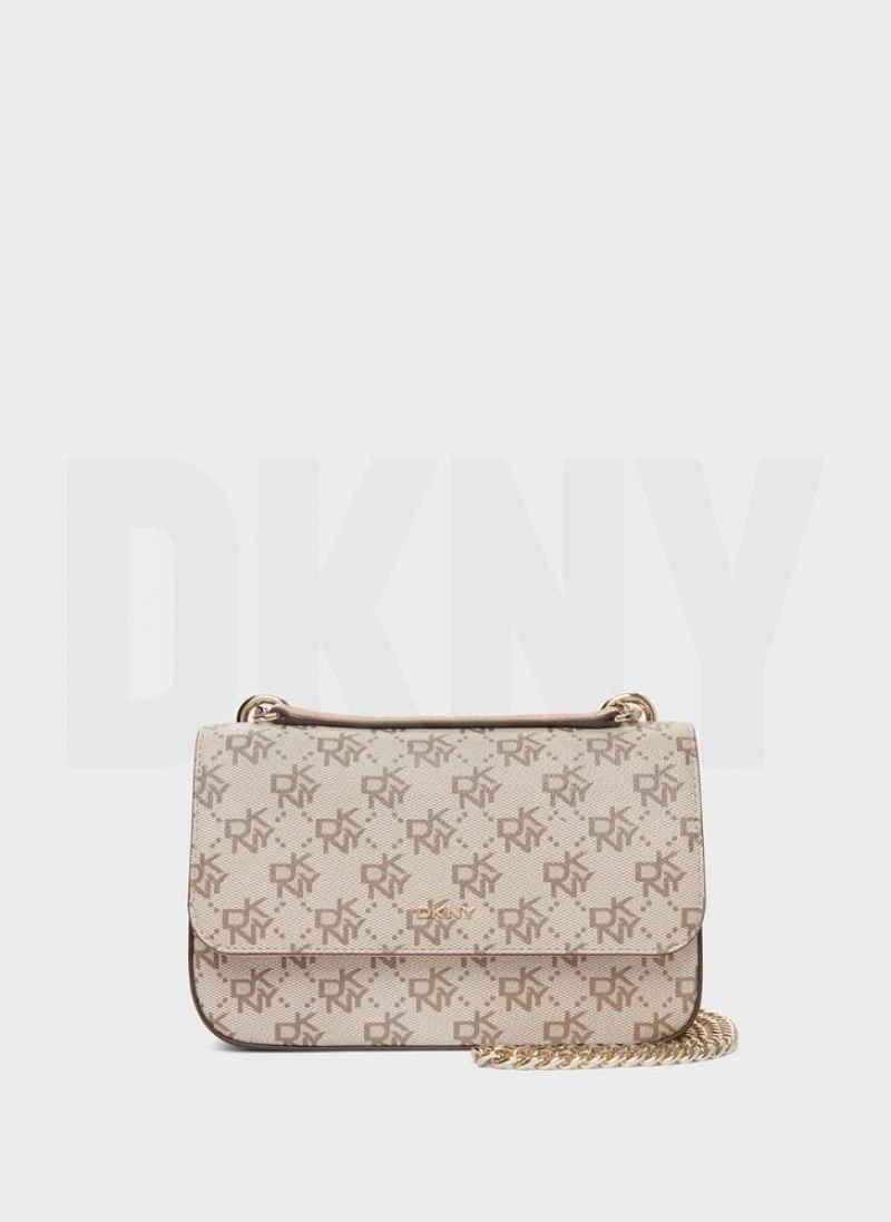 DKNY Sina Flap Women\'s Shoulder Bags Khaki / Brown | Ireland_D0726