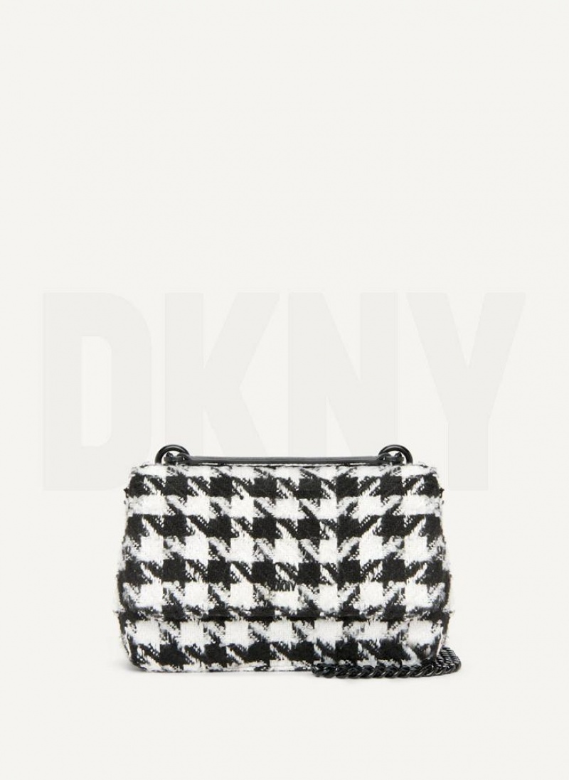 DKNY Sina Houndstooth Flap Women\'s Shoulder Bags Black / White | Ireland_D1910