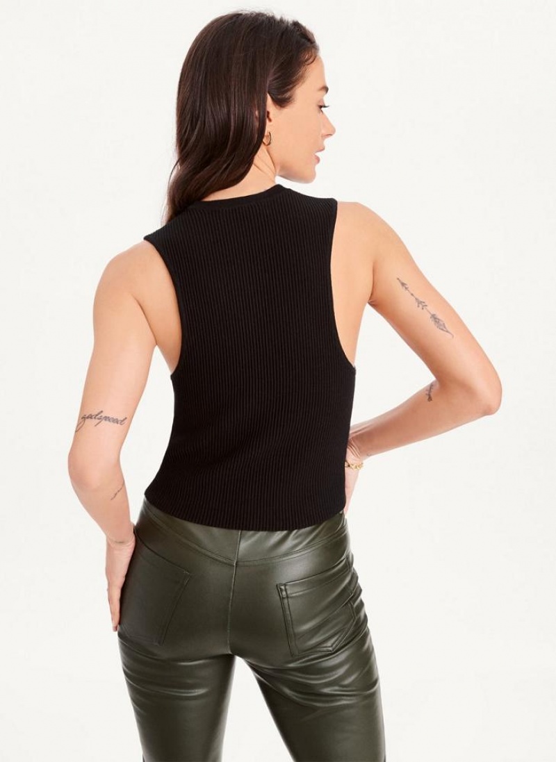 DKNY Sleeveless Crewneck Crop Sweater Women's Tank Top Black | Ireland_D1296