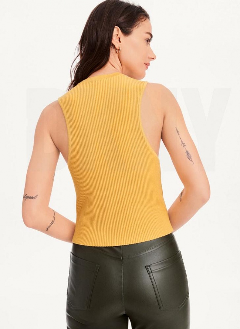 DKNY Sleeveless Crewneck Crop Women's Sweaters Brown | Ireland_D0107