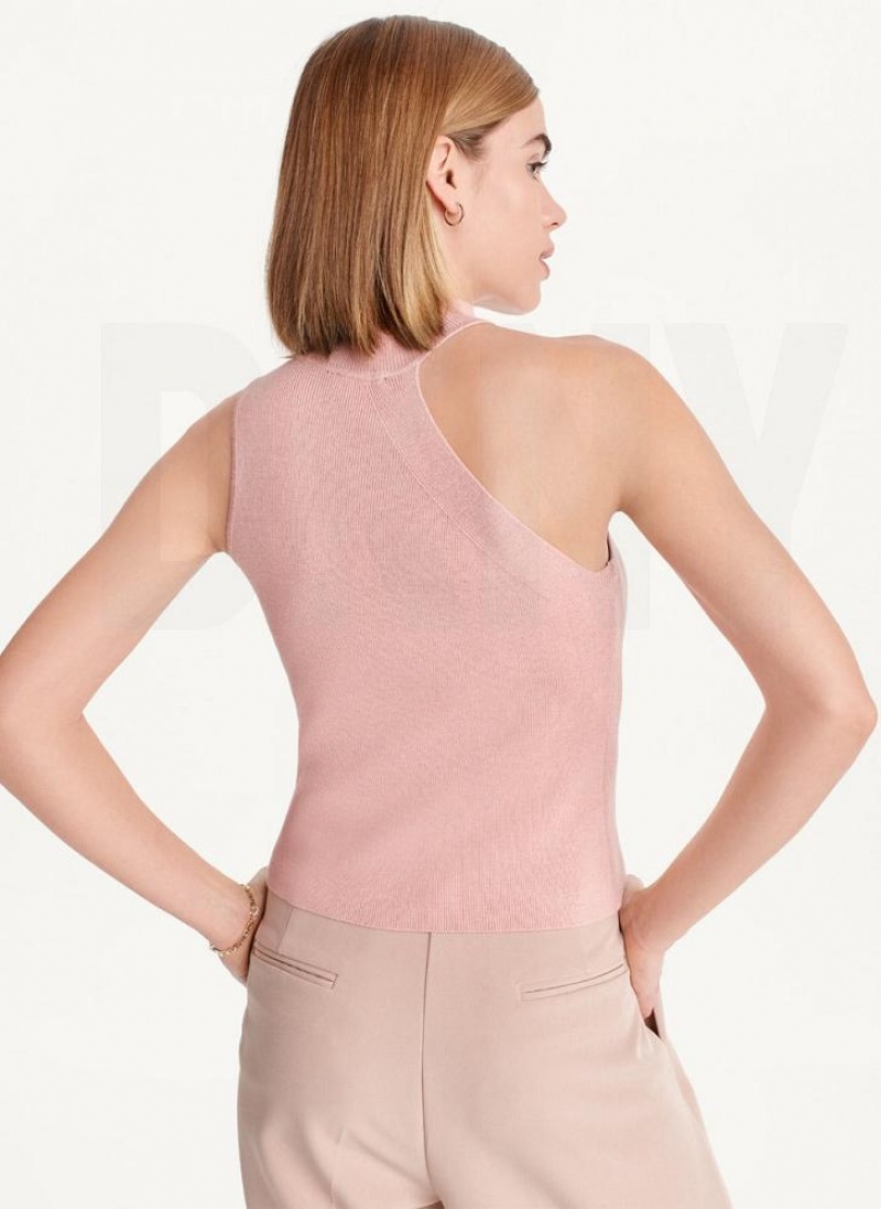 DKNY Sleeveless Mock Neck Sweater Women's Tank Top Pink | Ireland_D0962