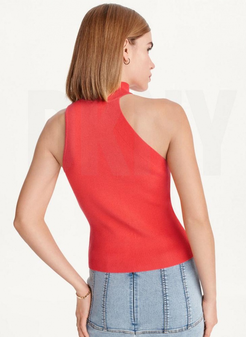 DKNY Sleeveless Mock Neck Sweater Women's Tank Top Red | Ireland_D0252