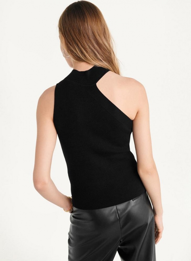 DKNY Sleeveless Mock Neck Sweater Women's Tank Top Black | Ireland_D1925