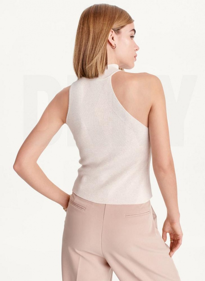 DKNY Sleeveless Mock Neck Women's Sweaters Beige | Ireland_D0421