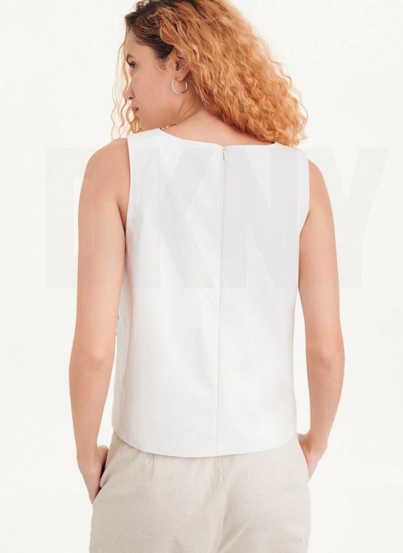 DKNY Sleeveless Perforated Women's Tank Top White | Ireland_D0297