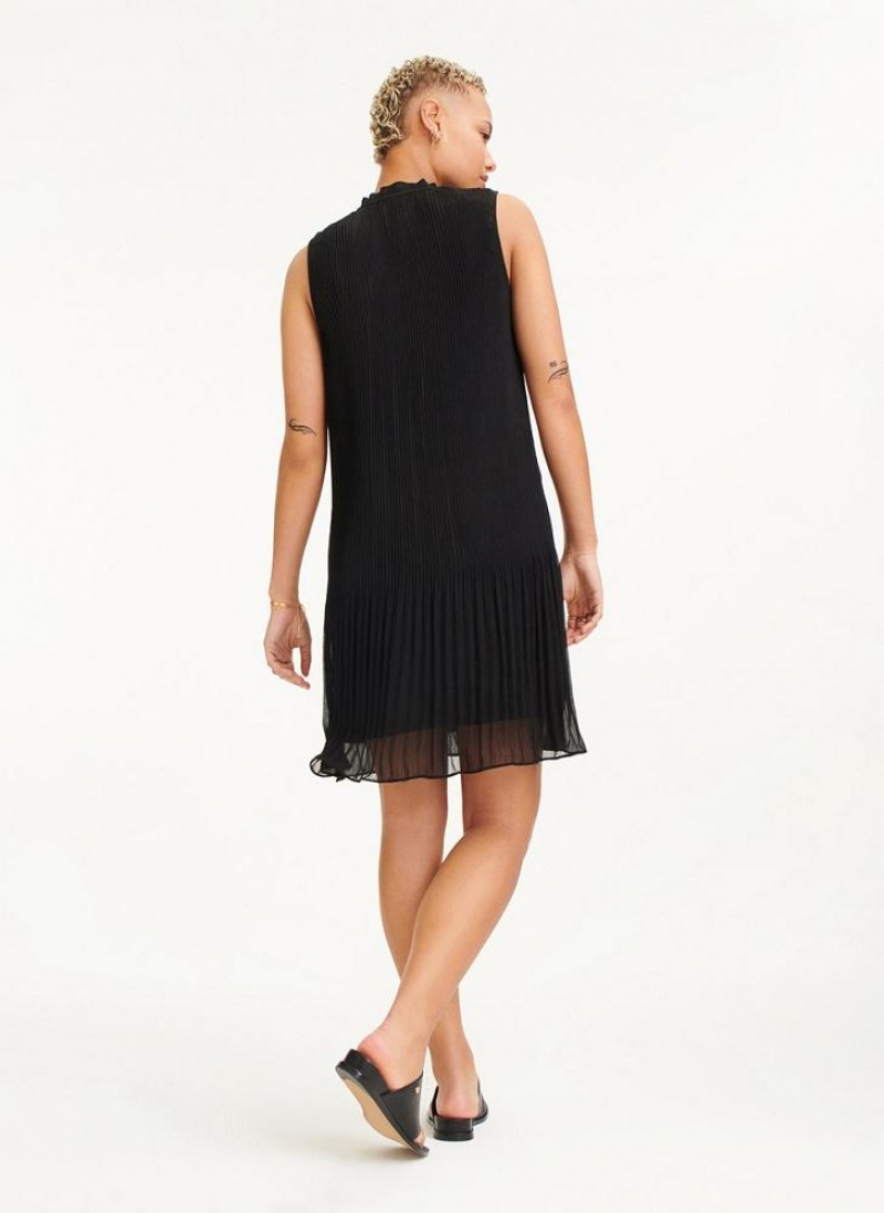 DKNY Sleeveless Pleated Women's Dress Black | Ireland_D0300