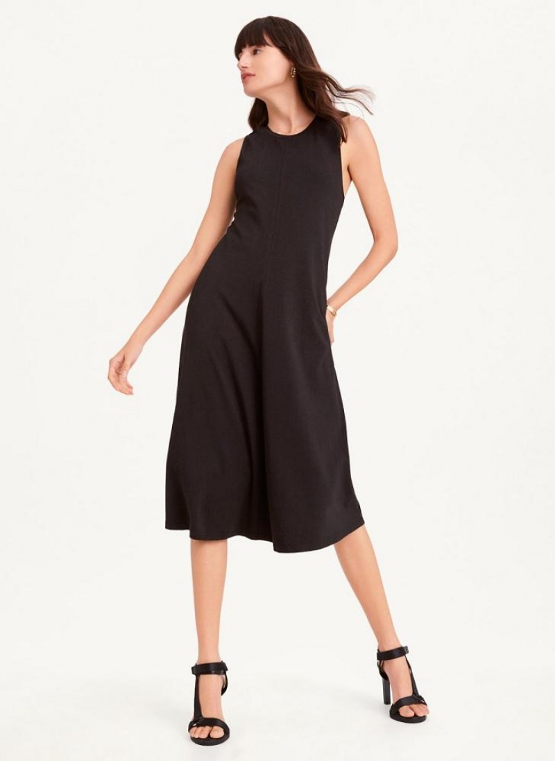 DKNY Sleeveless Scoopneck Twist Racerback Women's Dress Black | Ireland_D0999