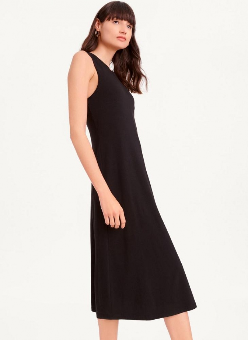 DKNY Sleeveless Scoopneck Twist Racerback Women's Dress Black | Ireland_D0999